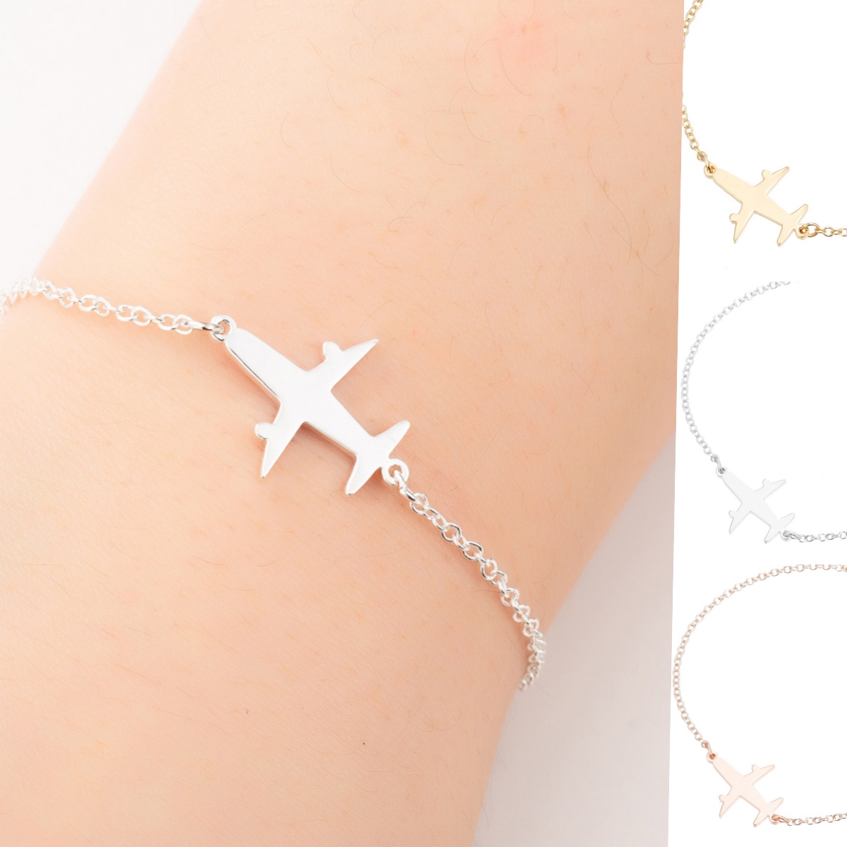 Stainless Steel Bracelets Simple Airplane Design Pendant Chains