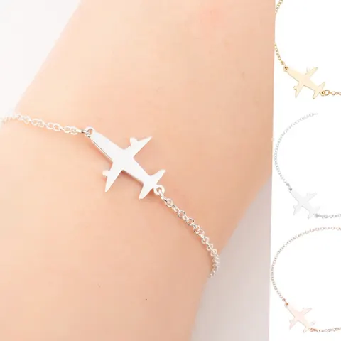 Stainless Steel Bracelets Simple Airplane Design Pendant Chains