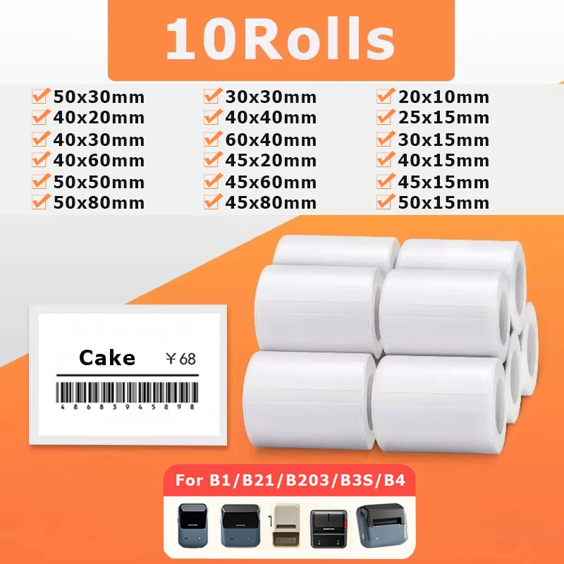 10 Rollen Niimbot B1 B21 B3S B31 B203