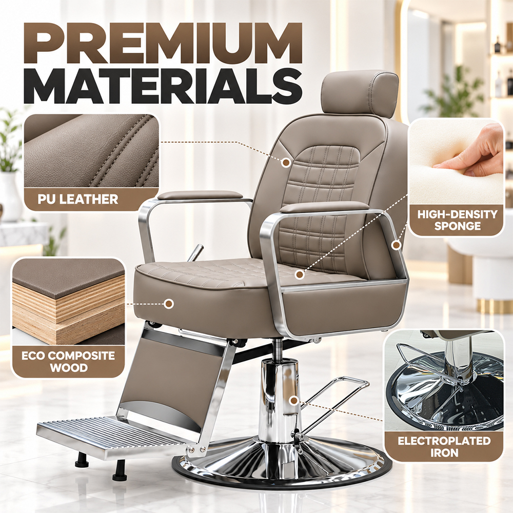 Reclining Hydraulic Barber Chair With Headrest 2