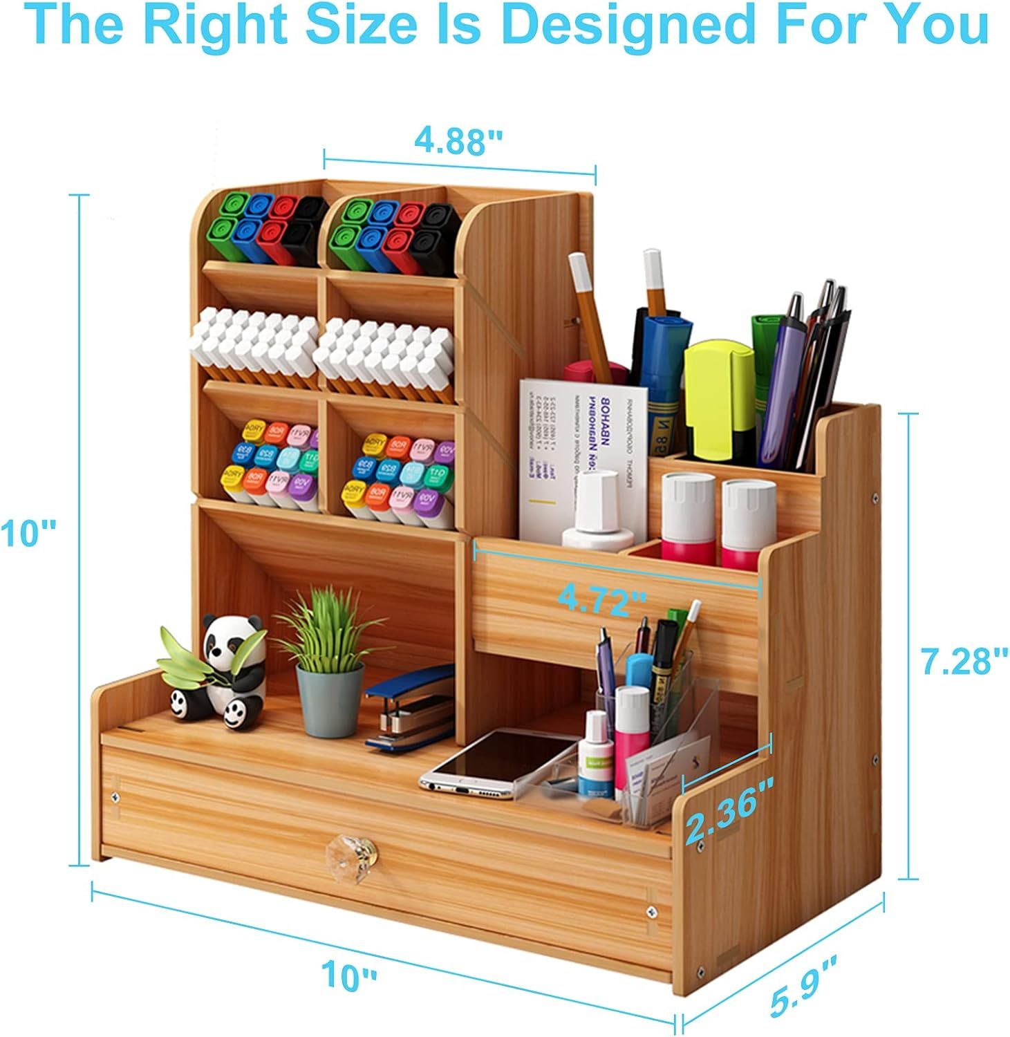 Wooden Desk Organizer with Drawer 4