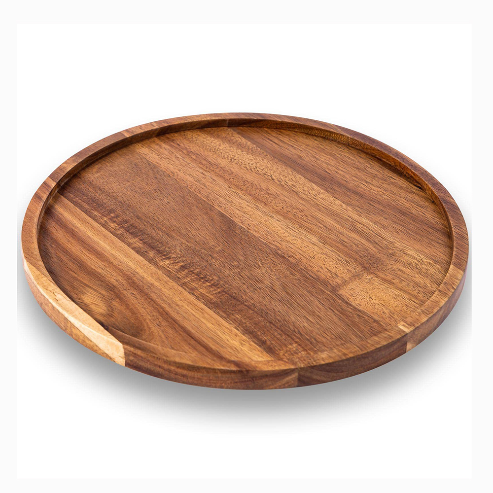 Acacia Round Dinner Plates Wood Tray Wooden Charger