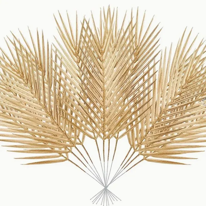 5 Stücke Goldene Künstliche Palm Blätter Gefälschte Tropische