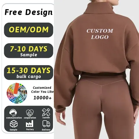 Design Brand Crop Women's Zip Wide Waistband Cotton