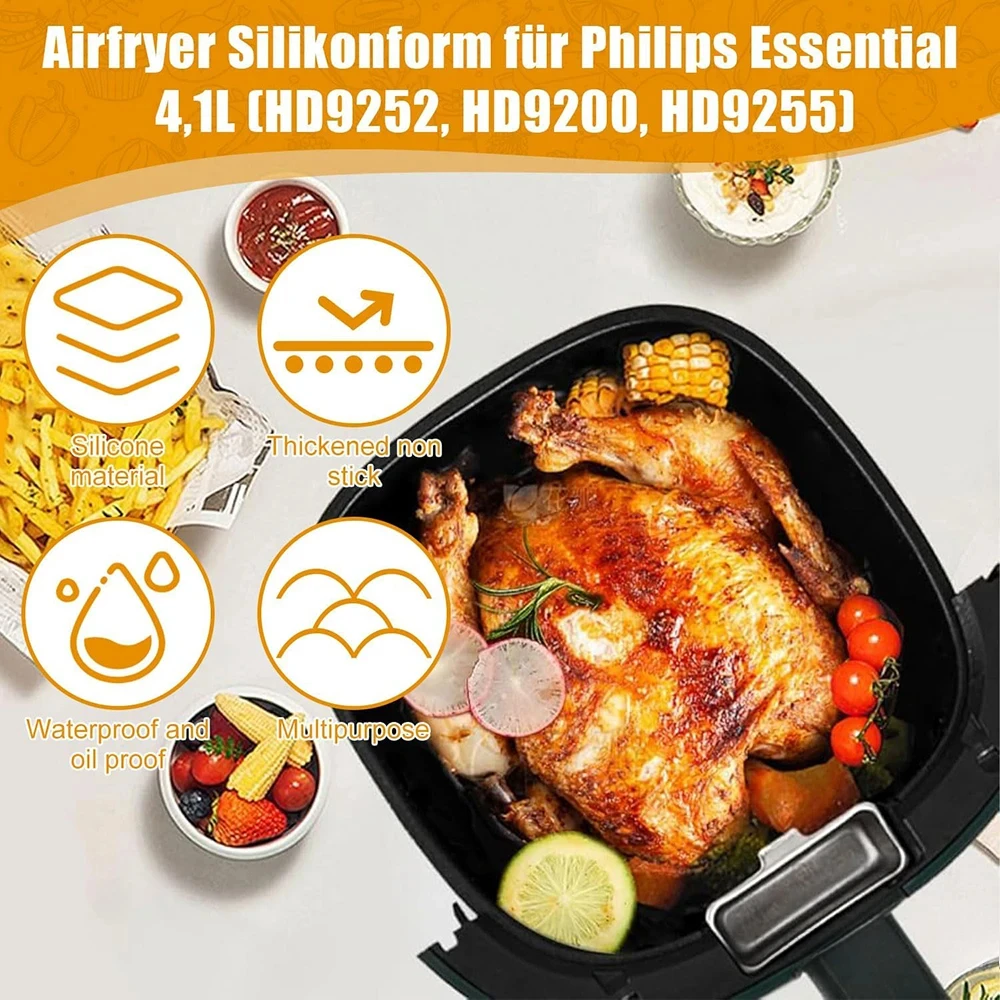 17 cm Silikon-Luftfritteusenform für Philips HD9252 HD9200 HD9255 4