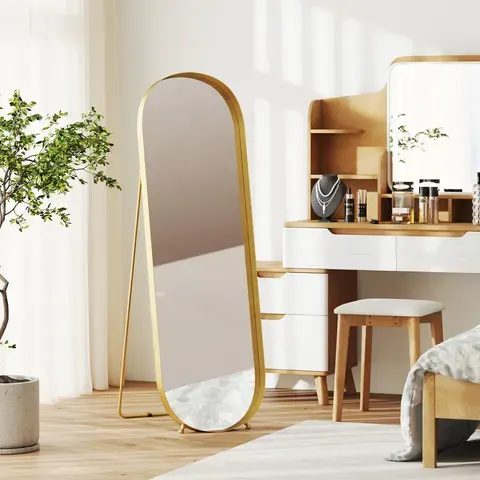 HOMCOM Ganzkörperspiegel 160 x 50 cm Gewölbter Standspiegel