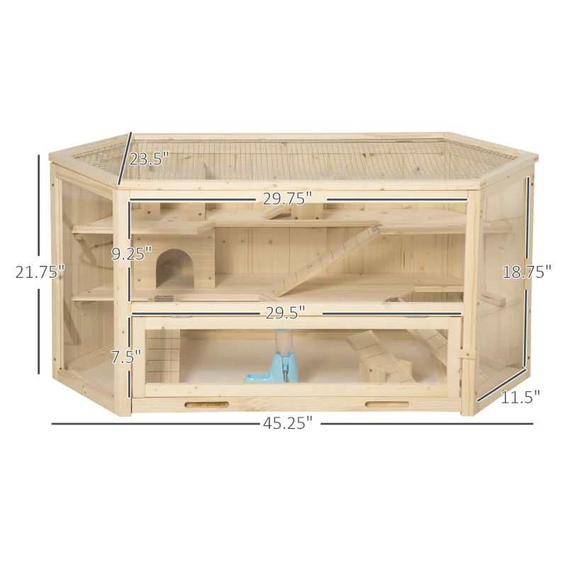 Wooden Large Hamster Cage Small Animal Exercise Play