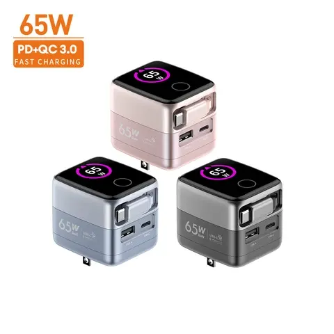 65W GaN Ladegerät mit Display und Kabel