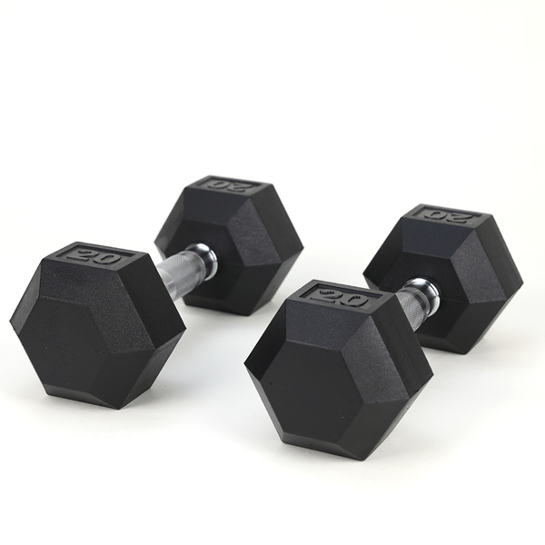 15 lb Rubber-Coated Cast Iron Dumbbells 2