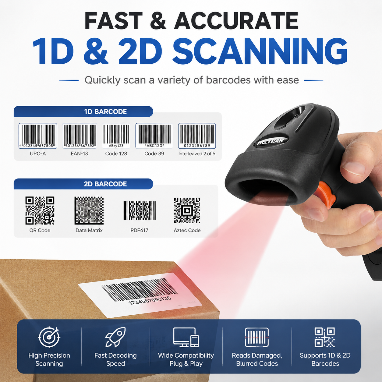 Bluetooth 2D Scanner mit optionalem Ständer