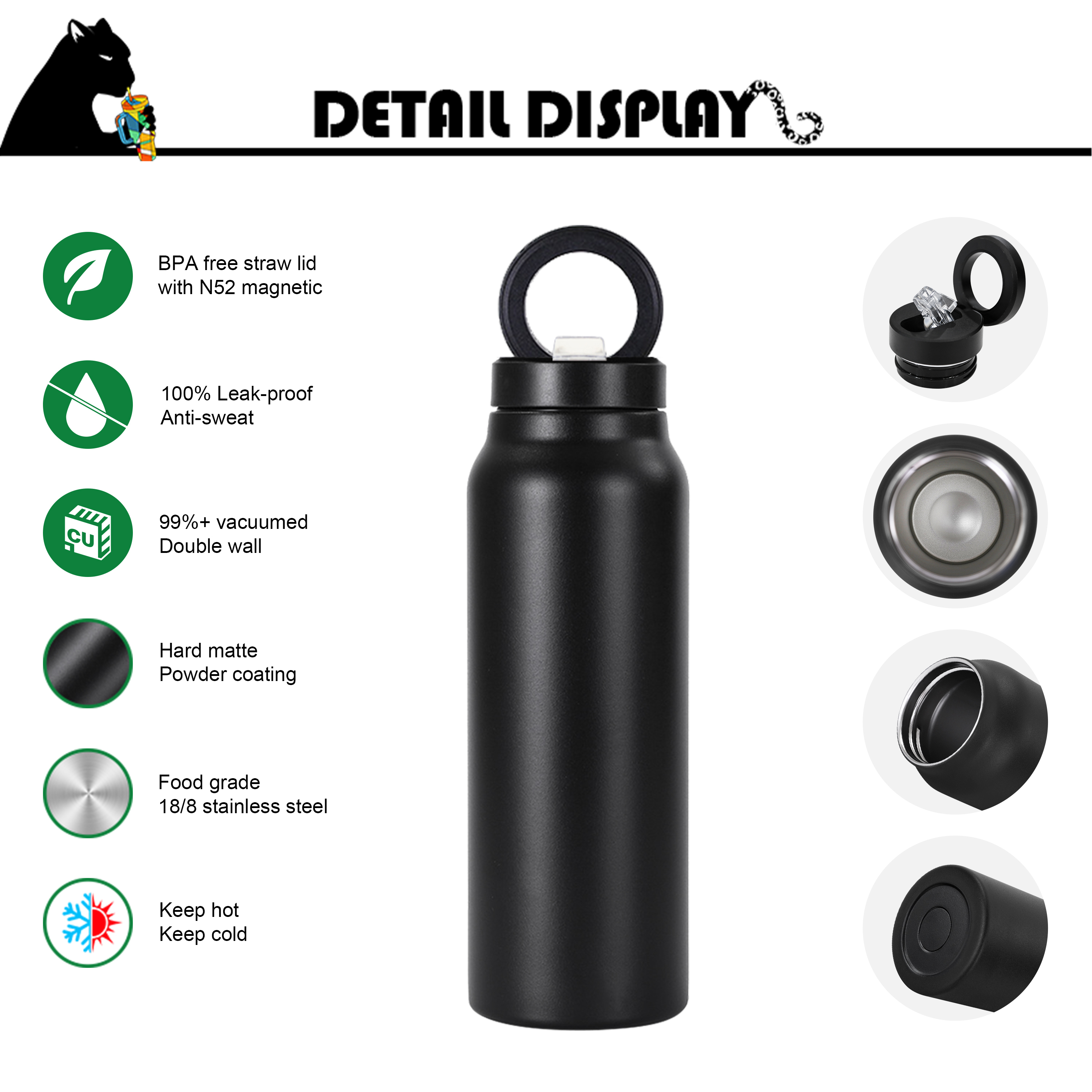 Magsafe Water Bottle Magnetic Phone Holder Insulated Stainless 4