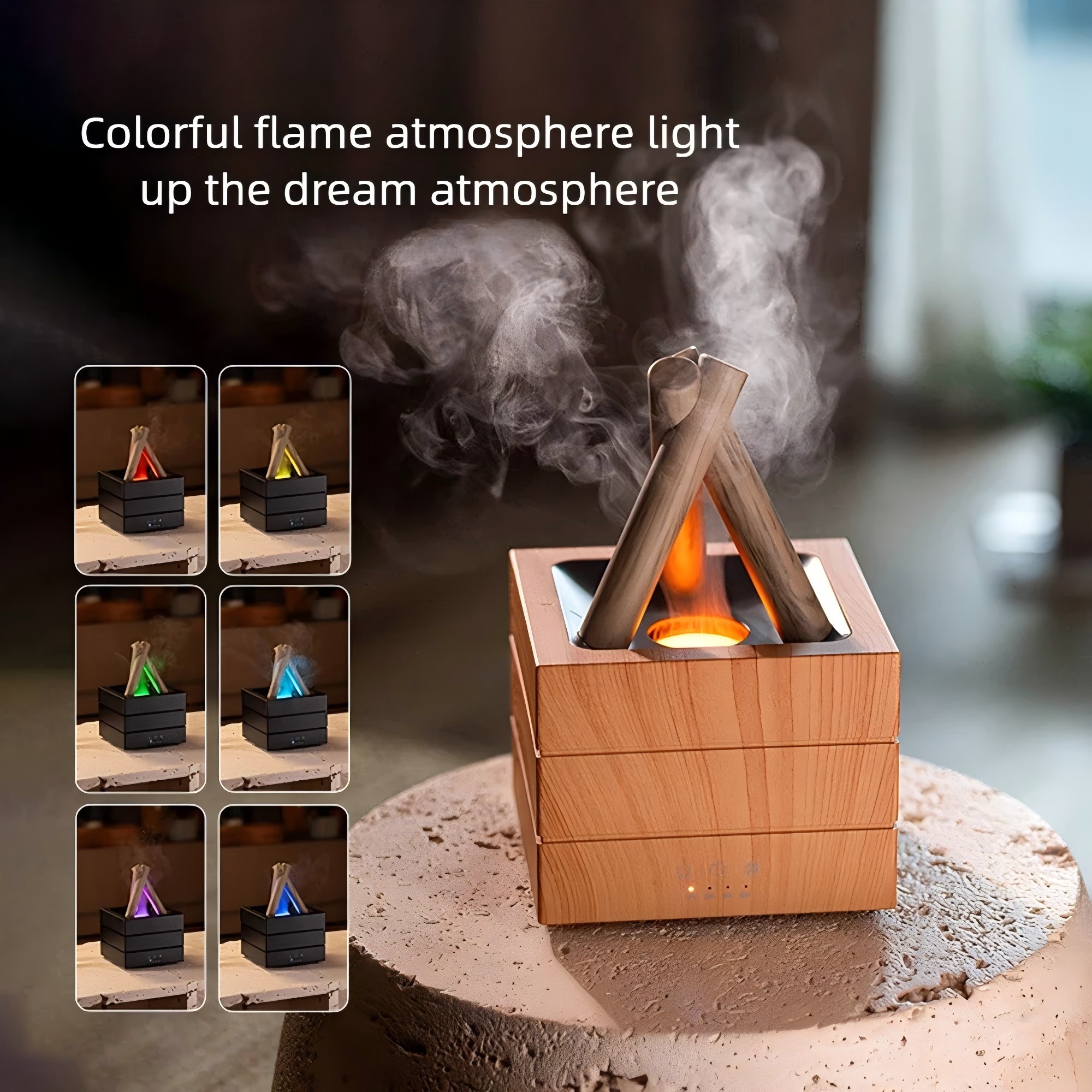 Flame Effect Aroma Diffuser 7-Color LED