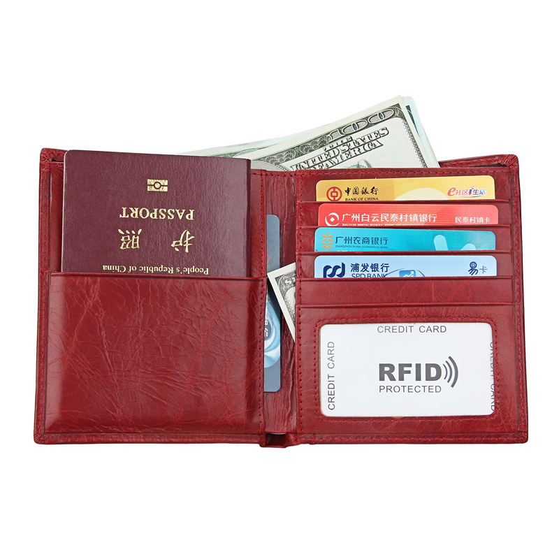 RFID Blocking Retro Genuine Leather Short Unisex Slim