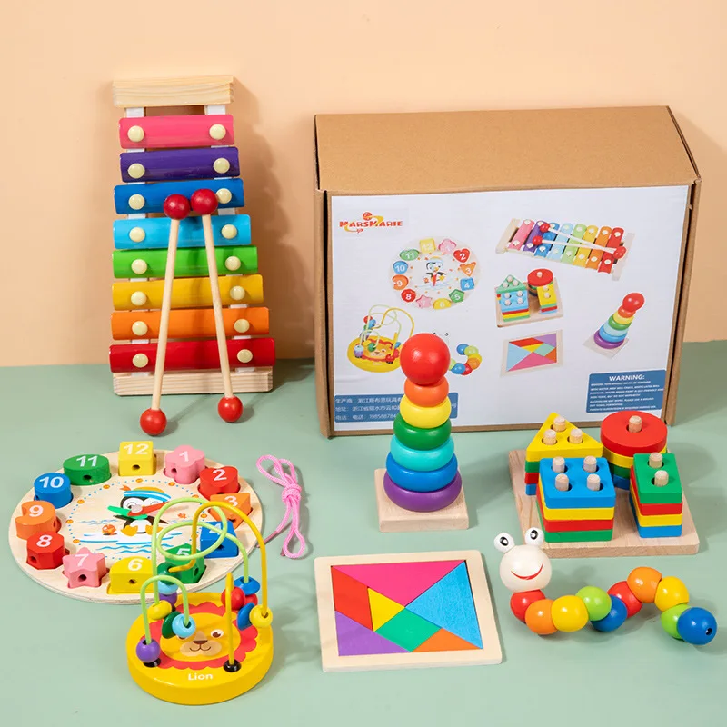 Wooden Montessori Busy Board with Xylophone 2
