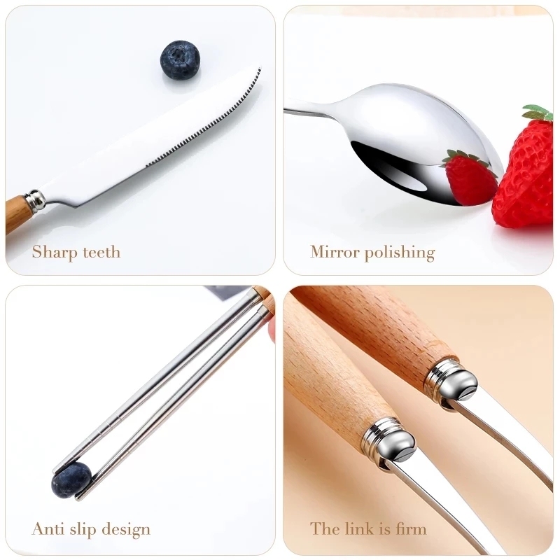 Stainless Steel Cutlery Set with Wooden Handles 2