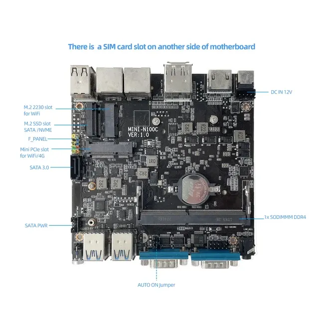 Intel N150 Lüfterloser IoT Mini-Industrie-PC 2x Serielle Ports 3