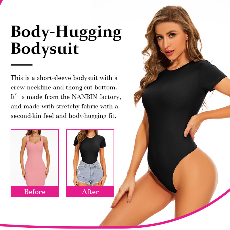 Short Sleeve Shaping Bodysuit Round Neck 4