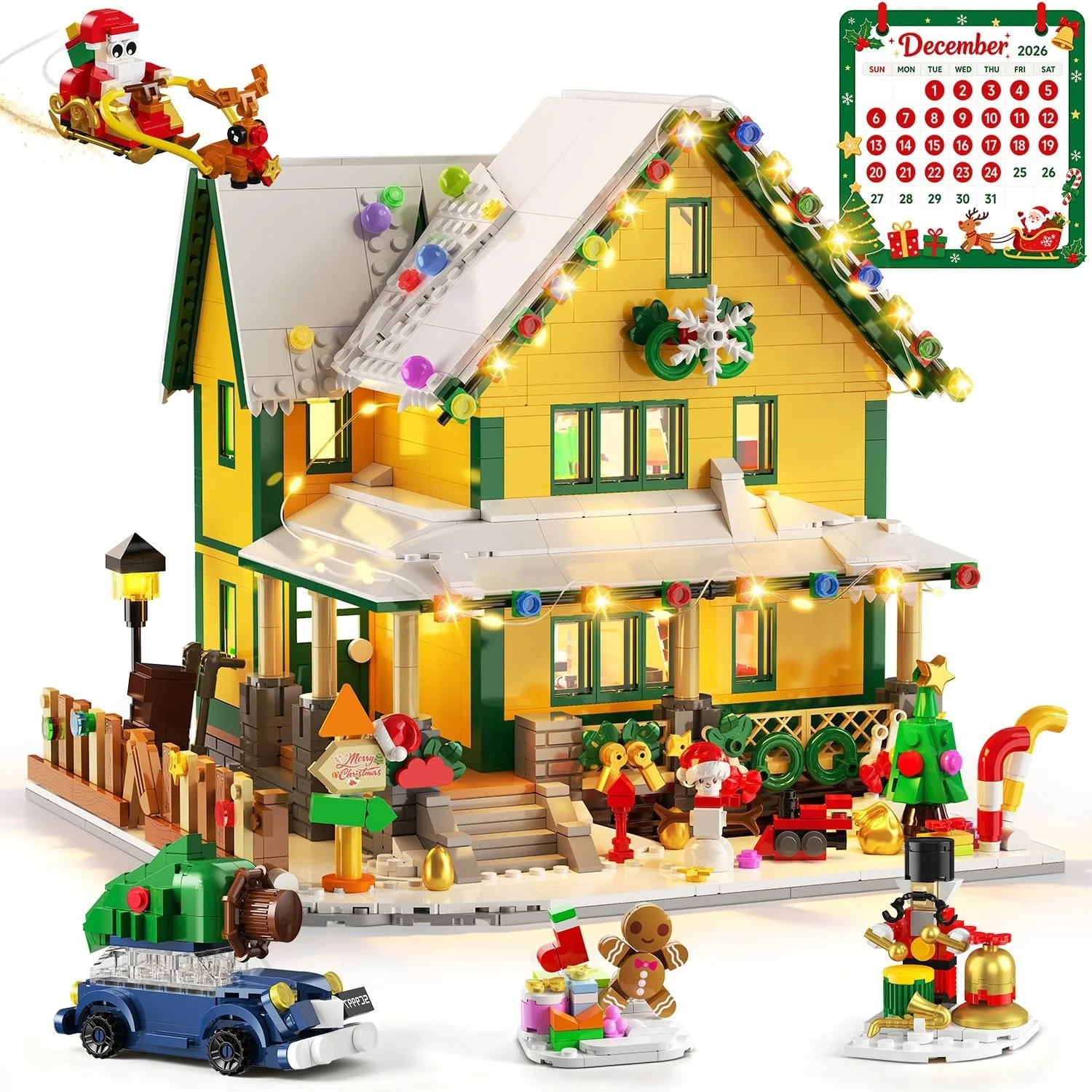 Adventskalender Weihnachtshaus Mini-Bausatz Weihnachtsgeschichte Haus-Bausteine-Set