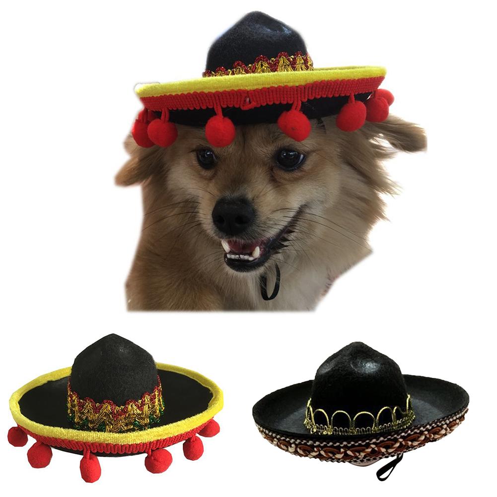Pet Supplies Straw Woven Mini Dog Hat Mexican 2