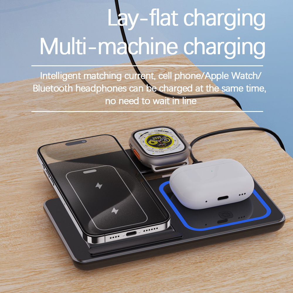 Portable 3-in-1 Foldable Wireless Charger Stand Smart Quick 4