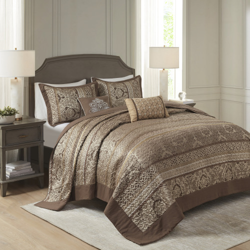 5-Piece Reversible Jacquard Bedspread Queen 2