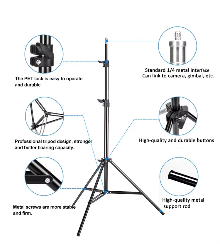 Smartphone Ring Light Tripod 2m Extendable Foldable Mobile 2