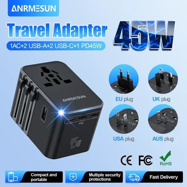 Universal Travel Adapter with USB-C 45 W 1
