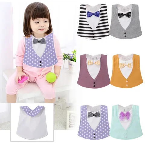 Baby Adjustable Three-dimensional Bow Tie Four-layer Waterproof Saliva