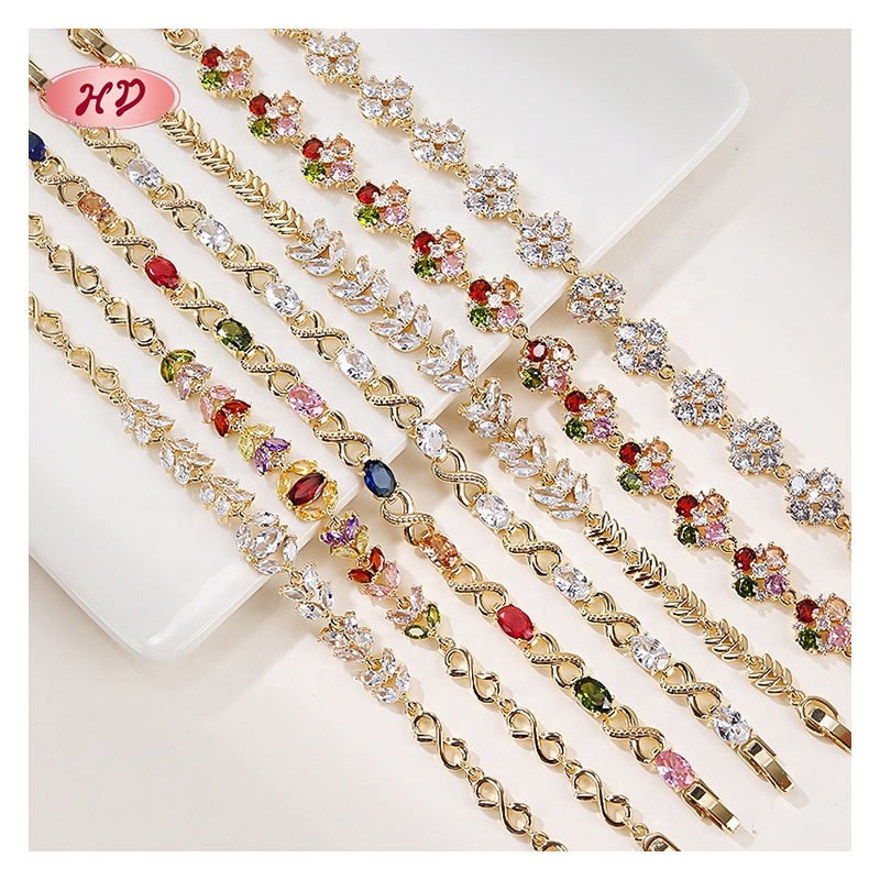 Gold Plated Zirconia Charm Bracelet for Women