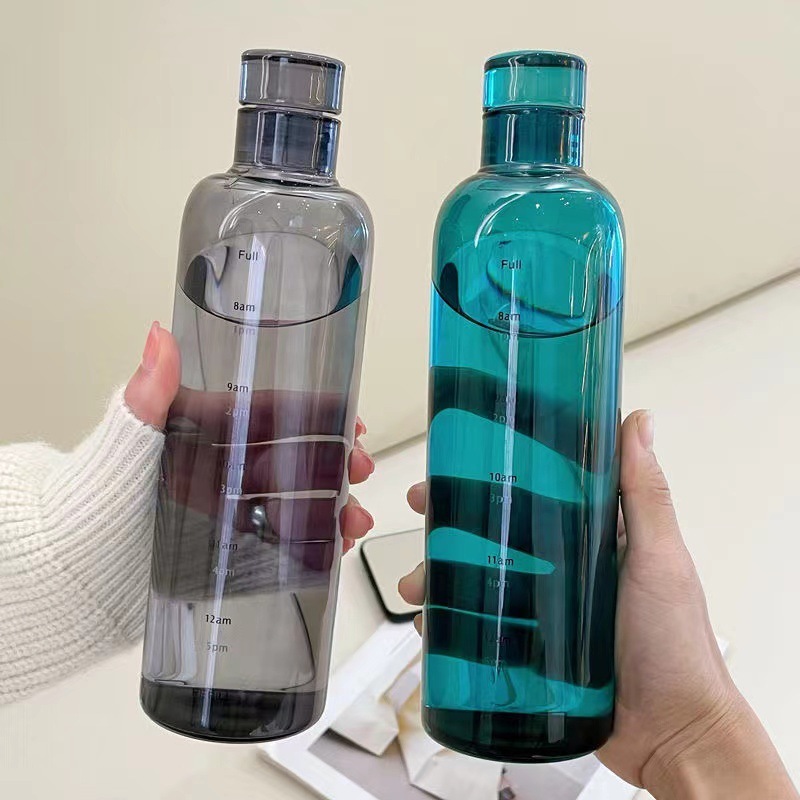Crystal Glass Water Bottle with Time Marker