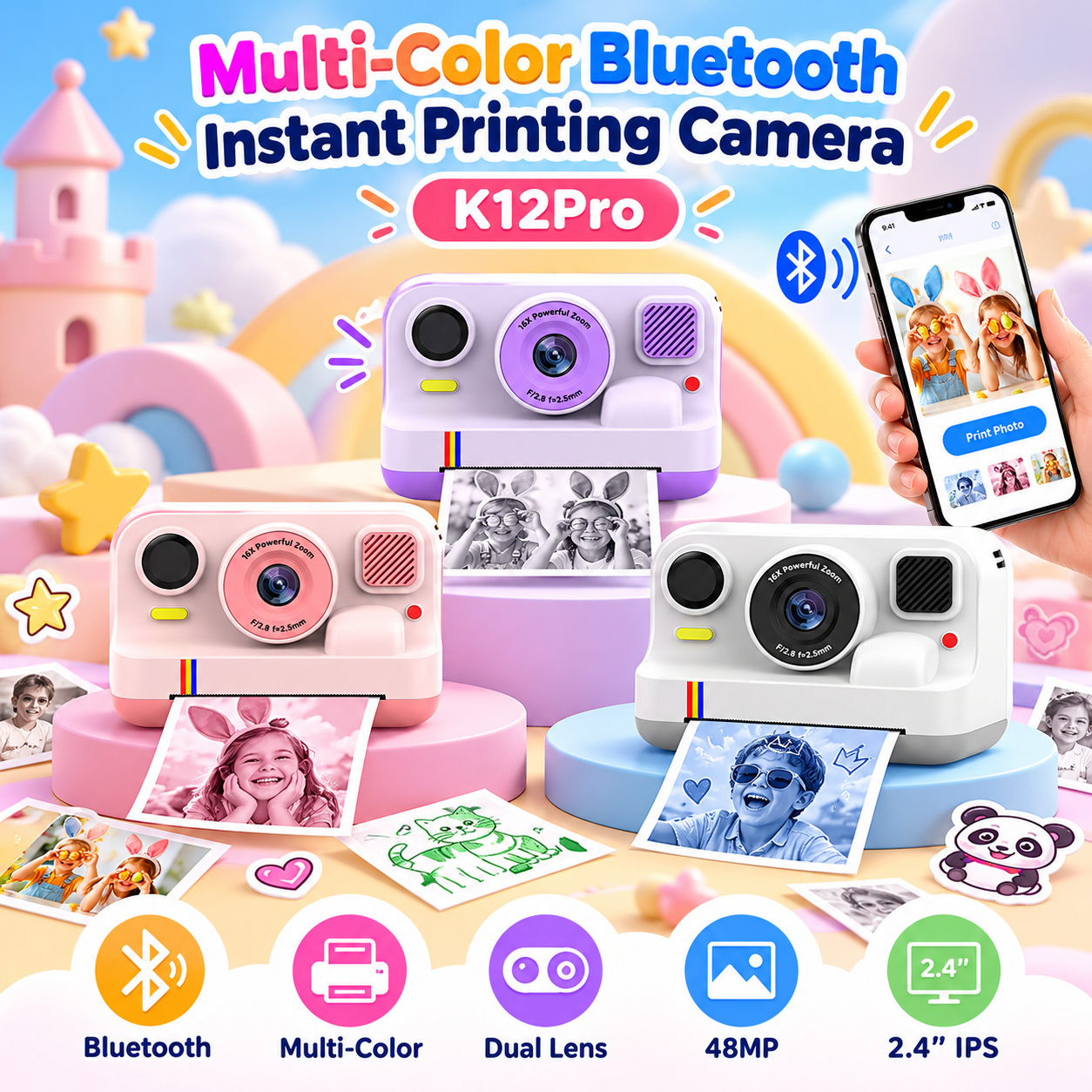 Kids Instant Print Camera 2.4-Inch Display 2