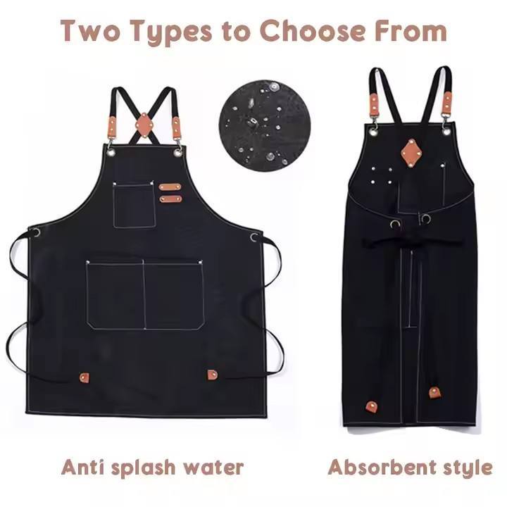 Leather Canvas Cross-Back Chef Apron 4