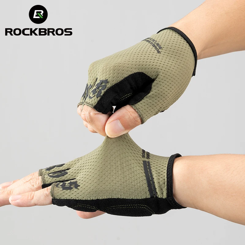 ROCKBROS Halbfingerhandschuhe SBR Palm Pads Atmungsaktive Anti-Schock-Fahrradhandschuhe Hohe 4
