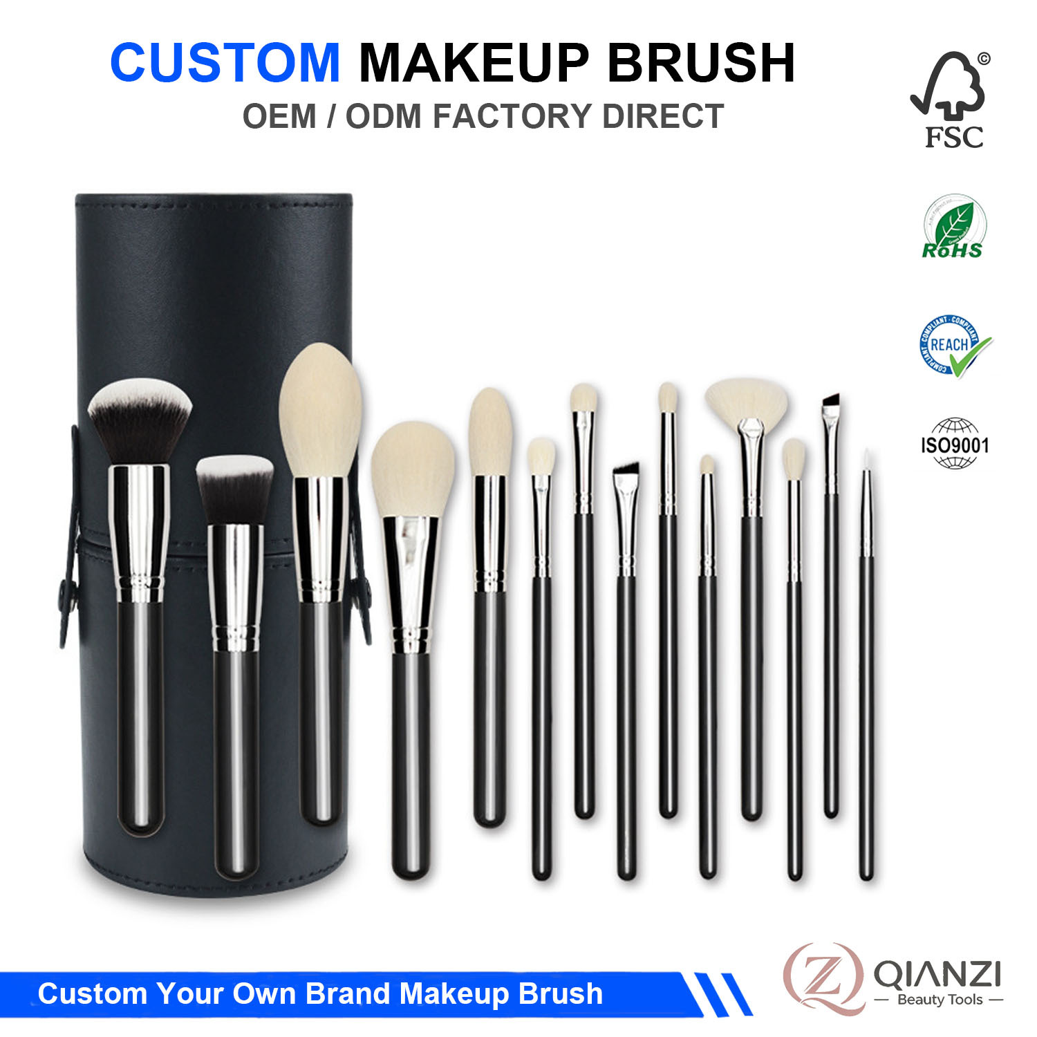 15 Pcs Professional Makeup Brush Set With Holder