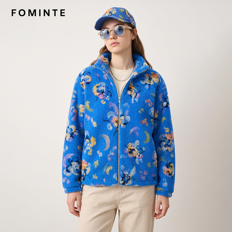 Blue Sherpa Fleece Jacket Unisex Winter 4