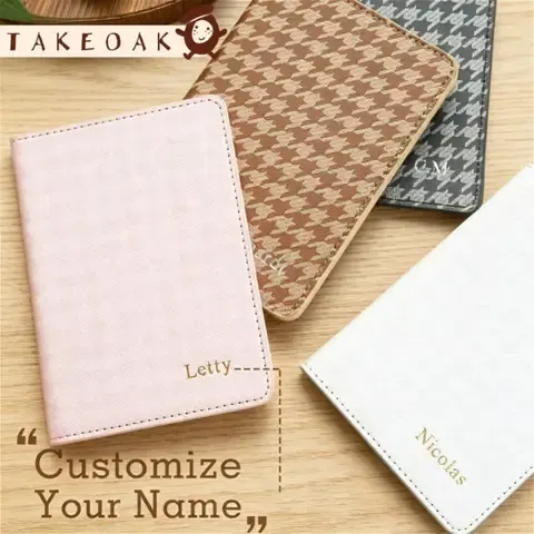 Personalized Houndstooth Monogram Passport Holder
