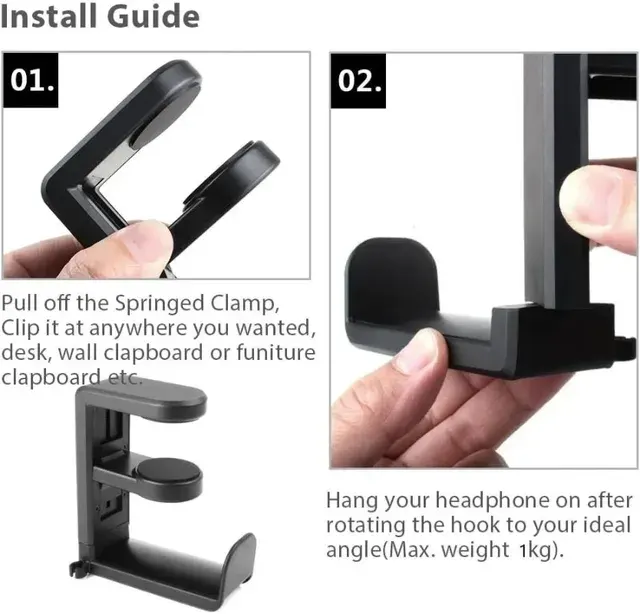 360-Degree Headphone Holder with Desk Clamp 2