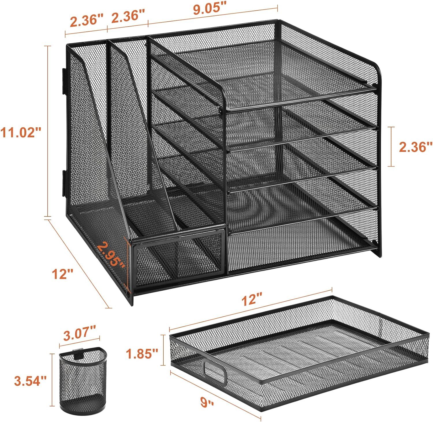 Manufacture 5-Tier Metal Mesh Desk Organizer With Drawer 2