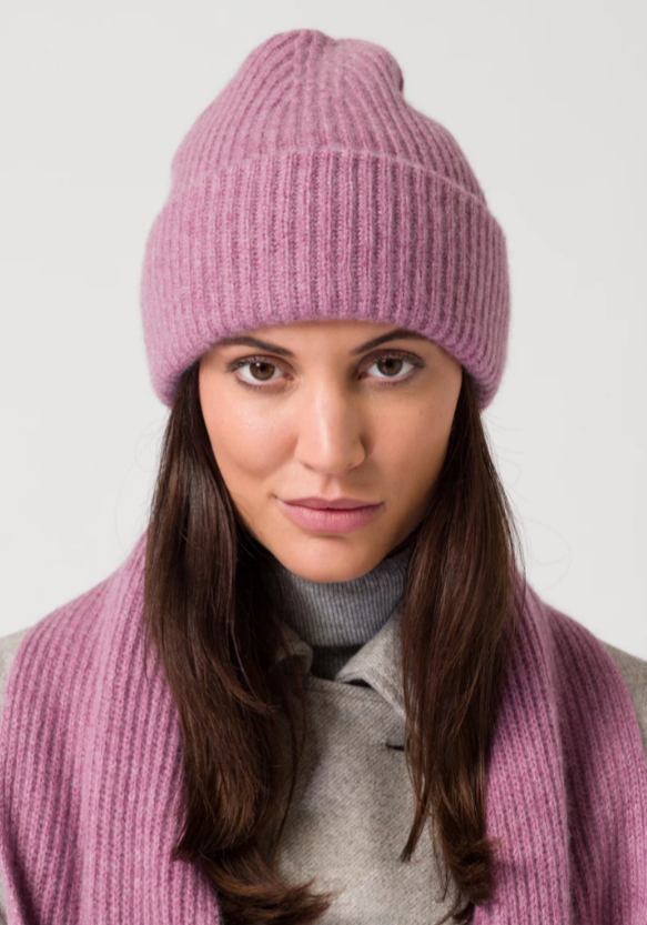 Merino Cashmere Blend Rib-Knit Women's Beanie 4