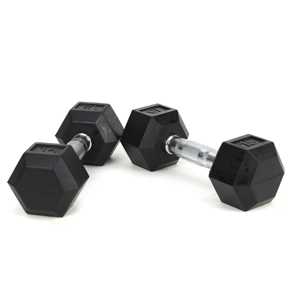 15 lb Rubber-Coated Cast Iron Dumbbells