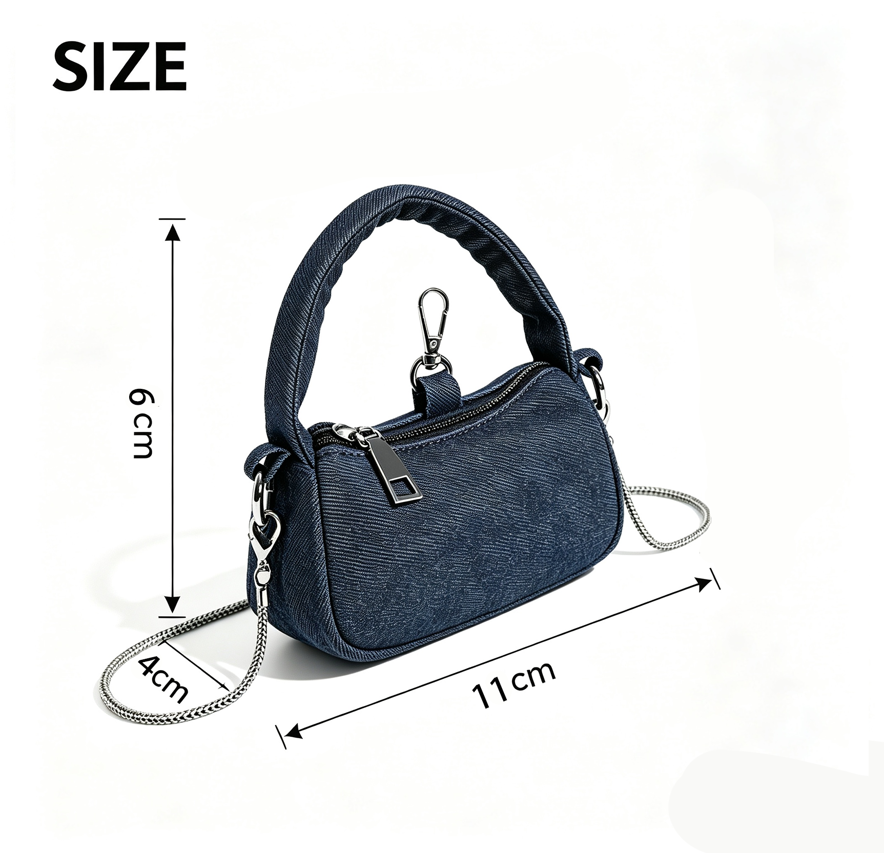 Mini Handle Handbag Detachable Silver Chain Crossbody Bag 2