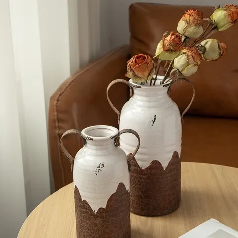Retro Ceramic Flowerpot Art Decoration Silent Ornaments