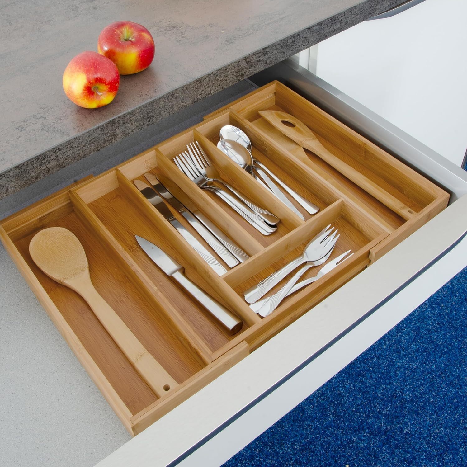 Expandable Bamboo Drawer Divider With 7 Slots 2