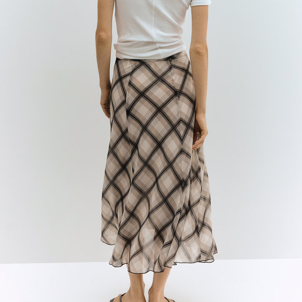 Reversible Plaid Midi A-Line Skirt 2