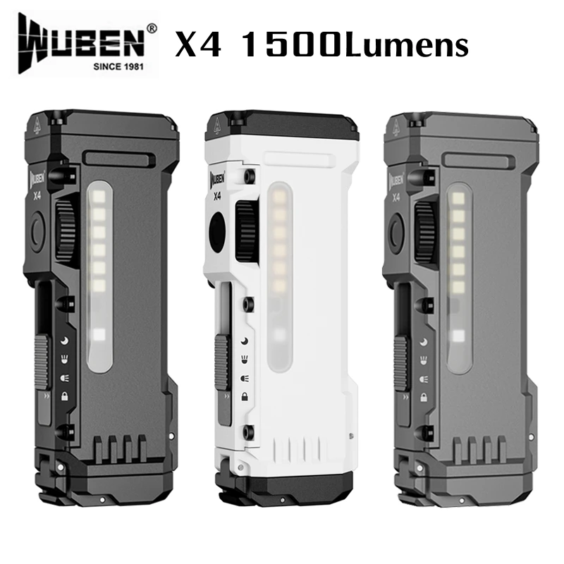 WUBEN X4 EDC-Taschenlampe 1500 Lumen Wiederaufladbar Wasserdicht Tragbar