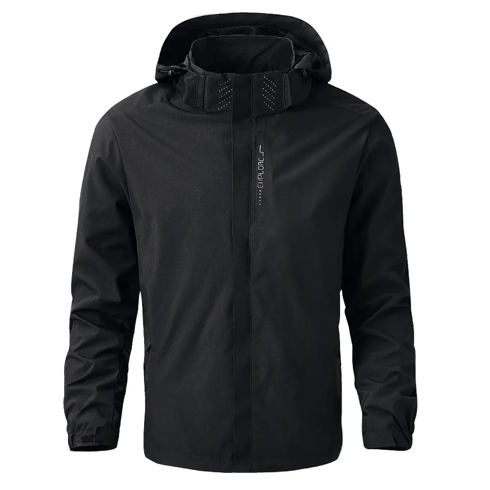 Wasserdichte Regenjacke für Herren Leichte Außenjacke mit Kapuze 2