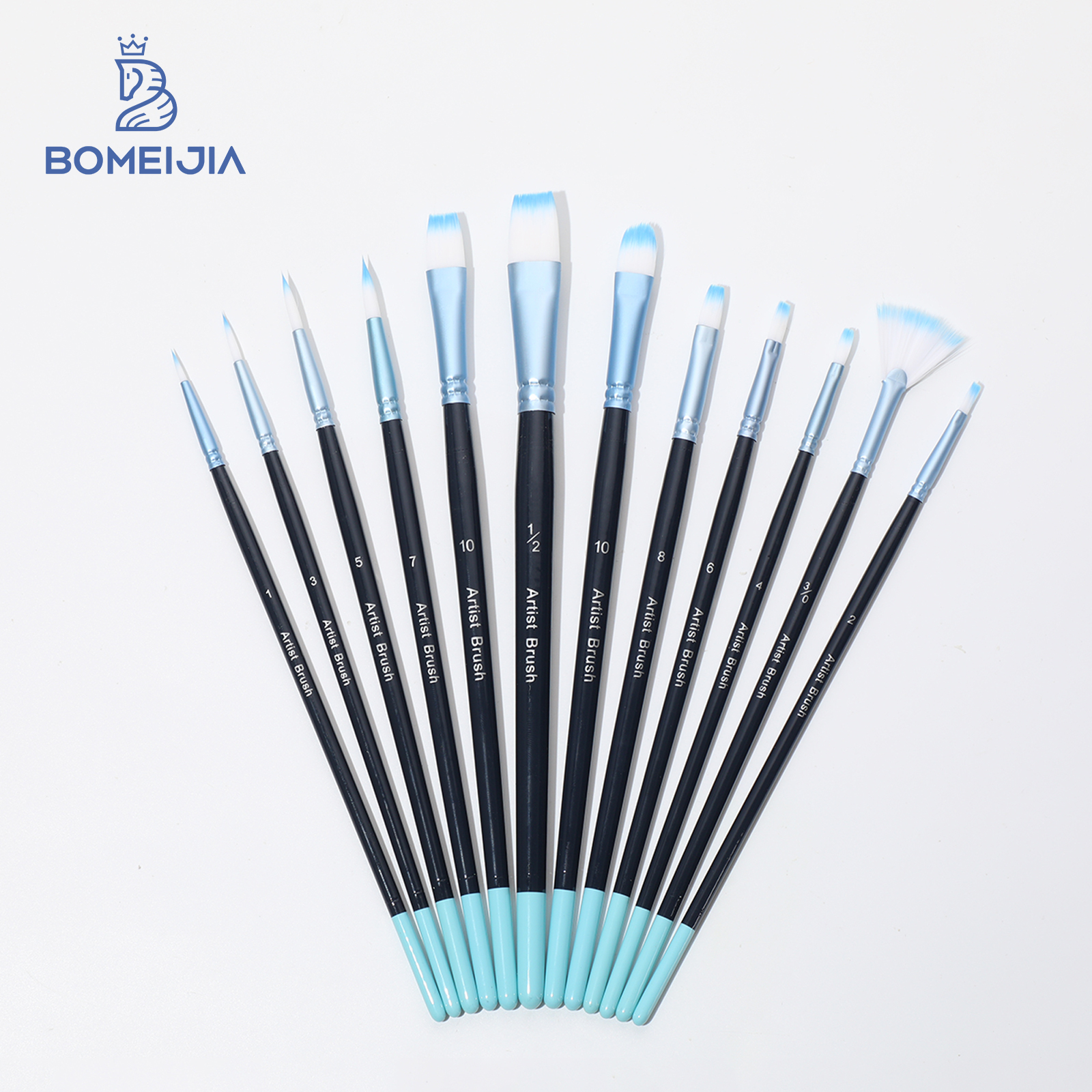12-Piece Nylon Artist Brush Set 4