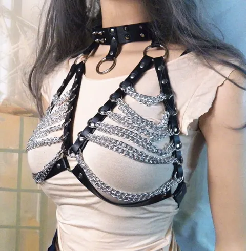 Pointed Rivet Punk Collar Belt Jewelry Waist Chain