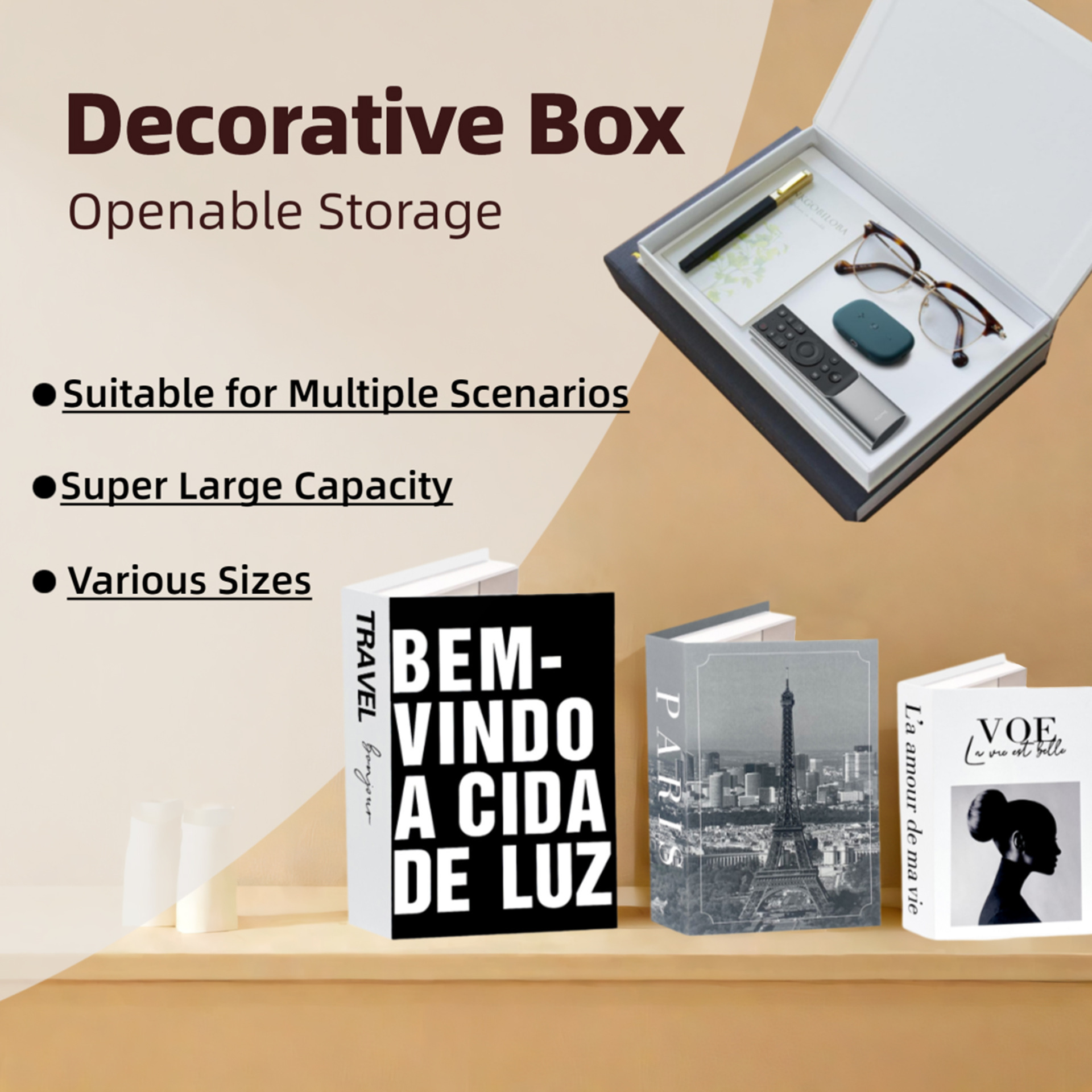 Hidden Storage Hardcover Faux Book 4