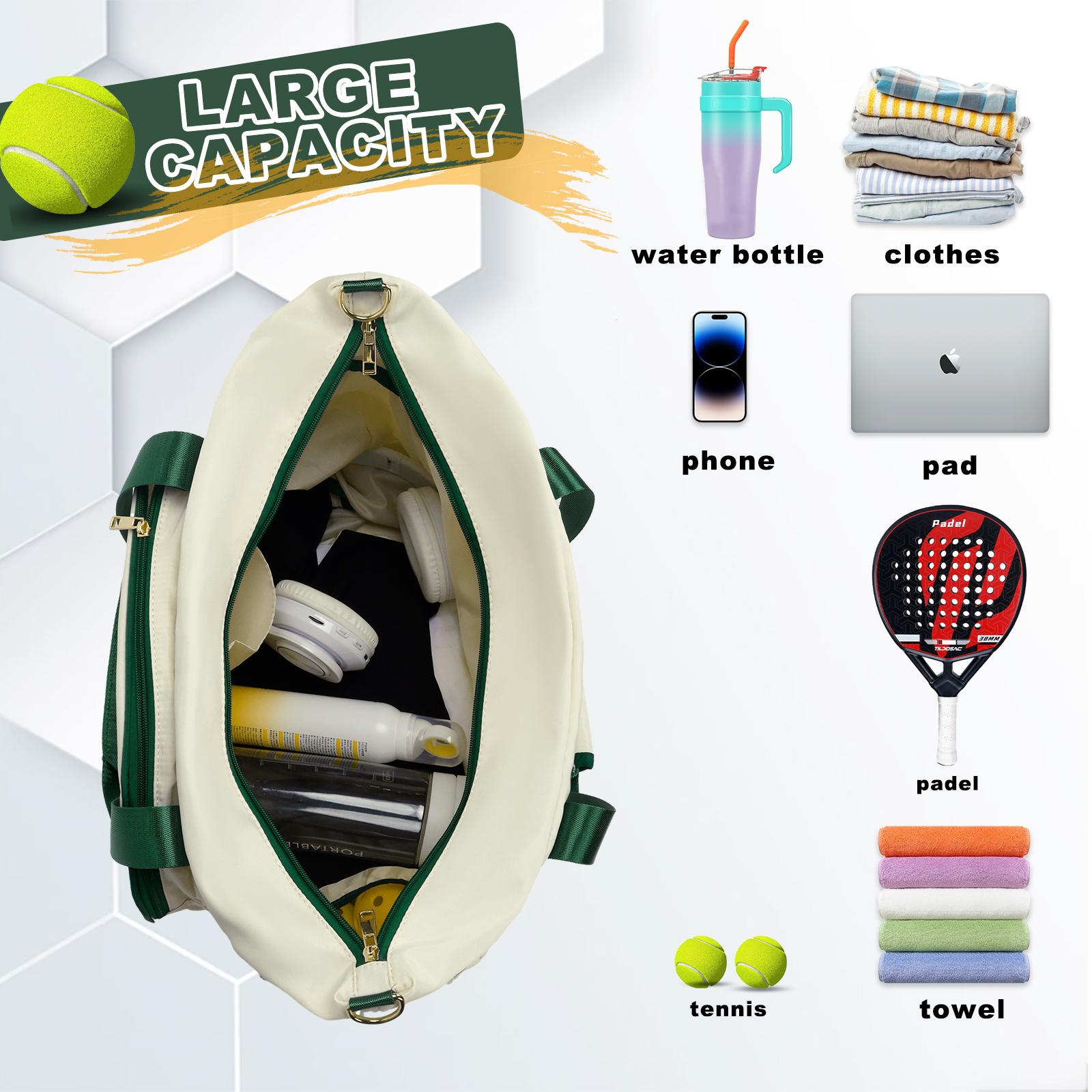 Tennis Racket Bags Large Capacity Waterproof Badminton Padel 4